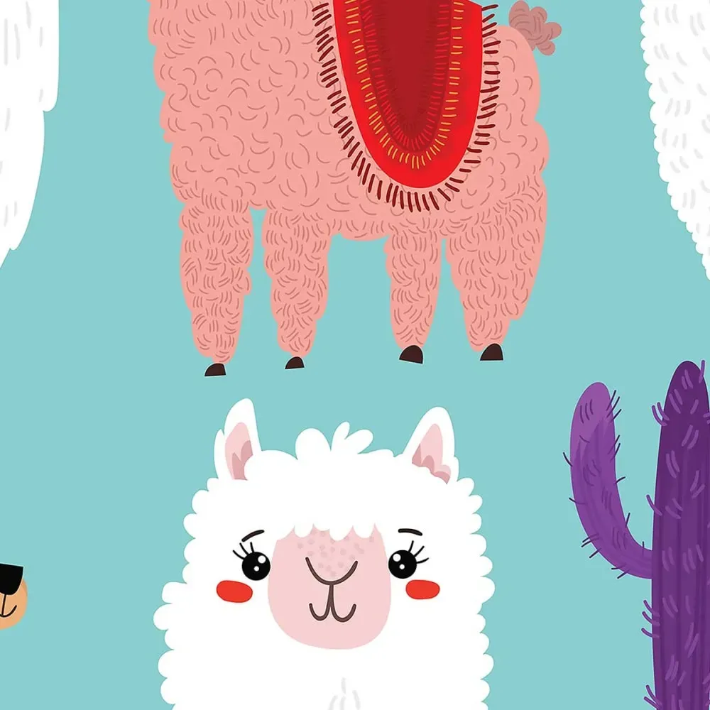 Illustration numéro 3 du produit Tableau enfant lamas imprimé sur toile 50x50 cm