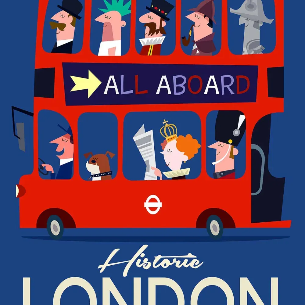 Illustration numéro 3 du produit Tableau rétro bus London imprimé sur toile 40x60 cm