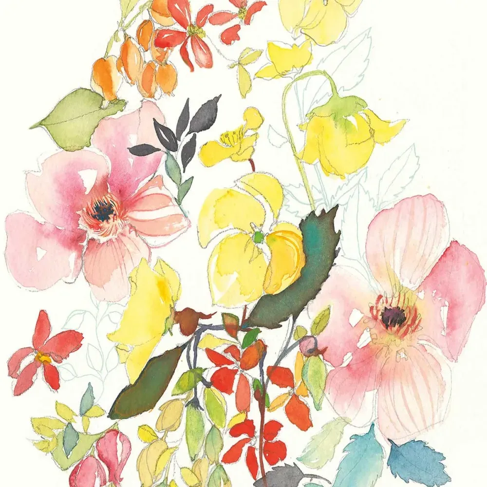 Illustration numéro 3 du produit Tableau fleurs boutons d'or imprimé sur toile 60x90 cm