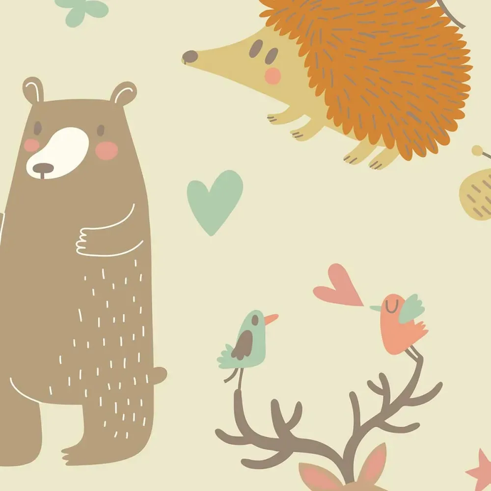 Illustration numéro 3 du produit Tableau enfant animaux de la forêt imprimé sur toile 50x50 cm