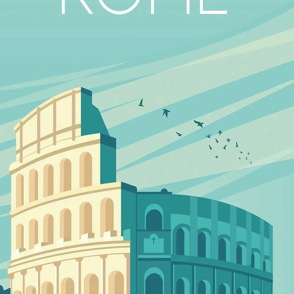 Illustration numéro 3 du produit Tableau voyage Rome et le colisée imprimé sur toile 60x90 cm