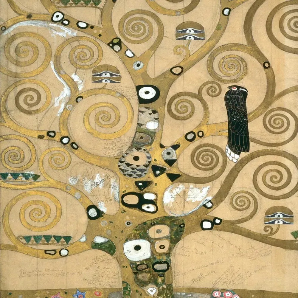 Illustration numéro 3 du produit Tableau l'arbre de vie par Gustav Klimt imprimé sur toile 40x60 cm