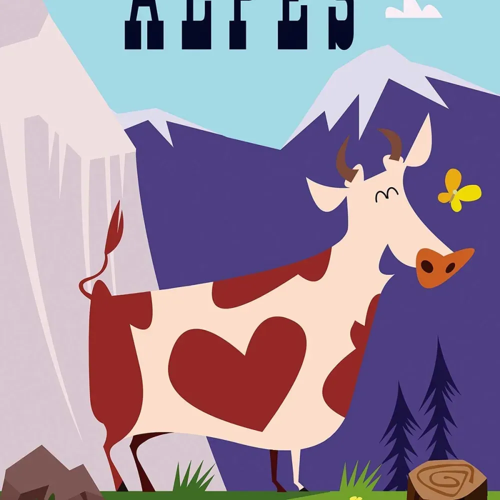 Illustration numéro 3 du produit Tableau  l'amour des Alpes Suisse imprimé sur toile 40x60 cm