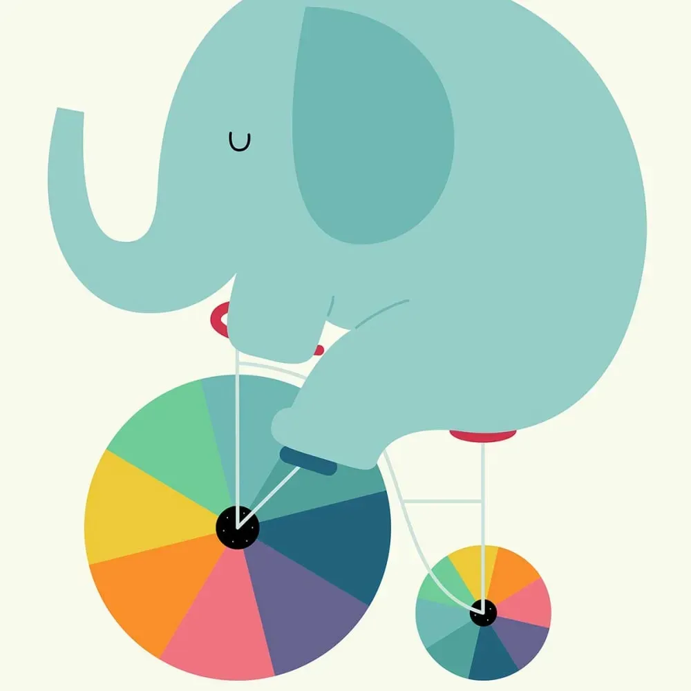 Illustration numéro 3 du produit Tableau éléphant circle imprimé sur toile 40x60 cm