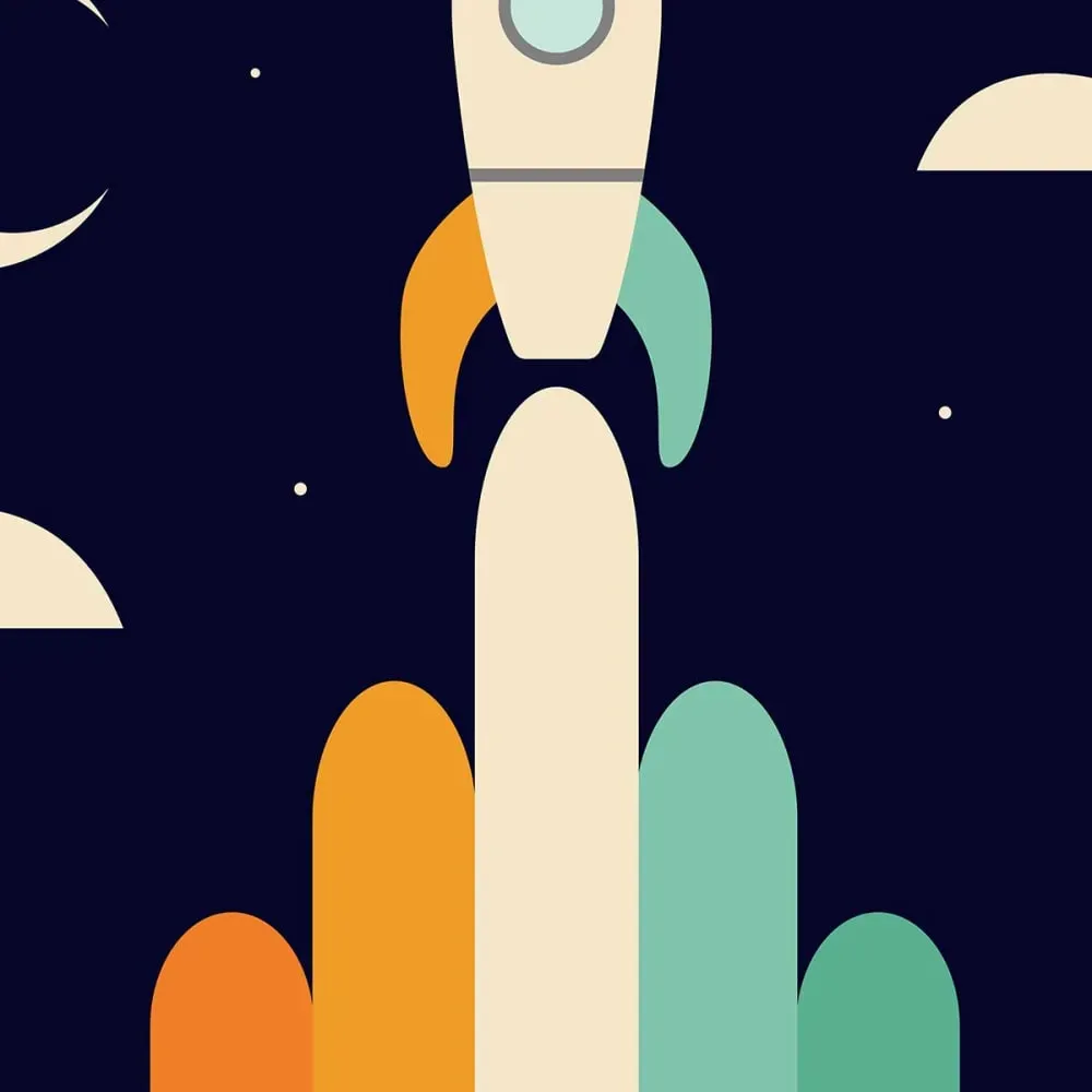 Illustration numéro 3 du produit Tableau enfant astro up imprimé sur toile 50x50 cm