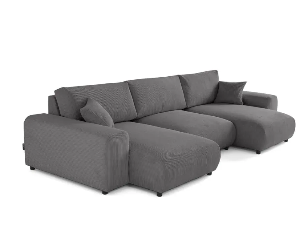 Illustration numéro 3 du produit Canapé panoramique 7 places En U en Velours côtelé Gris foncé