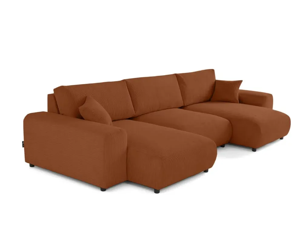 Illustration numéro 3 du produit Canapé panoramique 7 places En U en Velours côtelé Terracotta