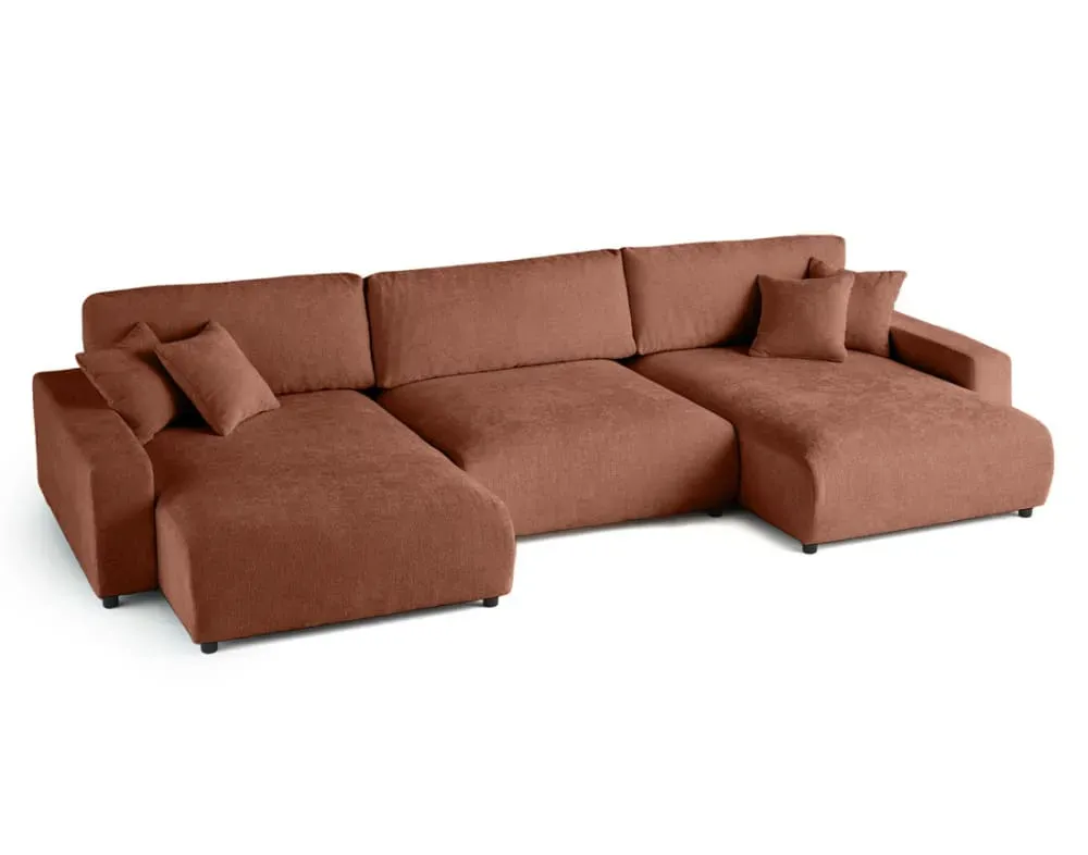 Illustration numéro 3 du produit Canapé panoramique 7 places En U en Velours texturé Terracotta