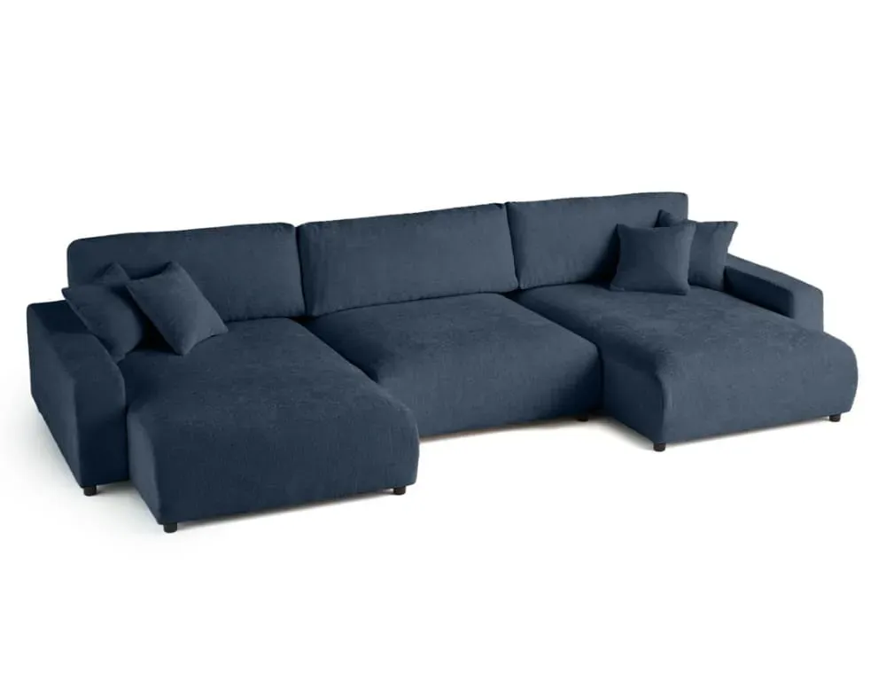 Illustration numéro 3 du produit Canapé panoramique 7 places En U en Velours texturé Bleu
