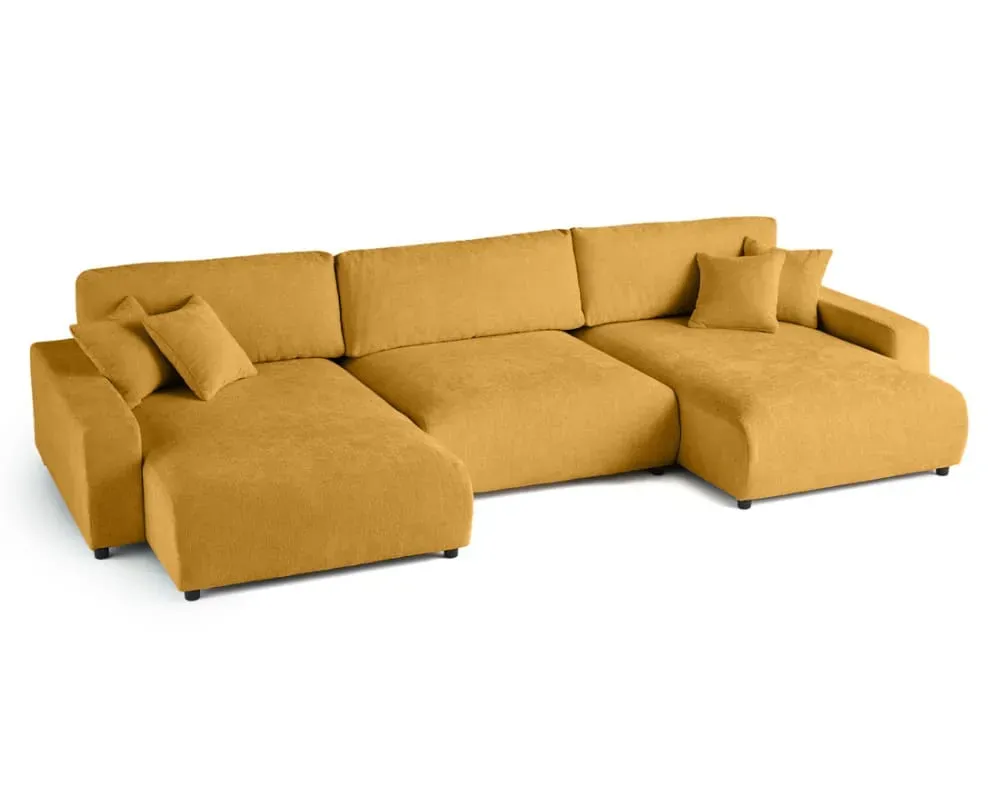 Illustration numéro 3 du produit Canapé panoramique 7 places En U en Velours texturé Jaune