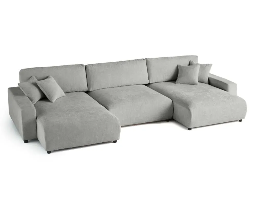 Illustration numéro 3 du produit Canapé panoramique 7 places En U en Velours texturé Gris