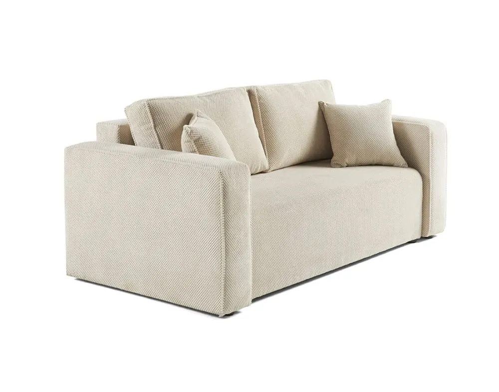 Illustration numéro 3 du produit Canapé droit 2 places en velours texturé beige