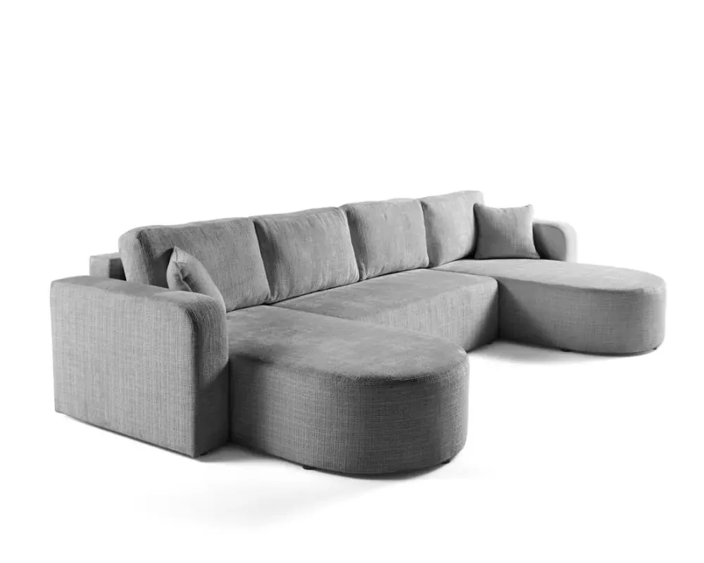 Illustration numéro 3 du produit Canapé panoramique 7 places En U en Velours texturé Gris