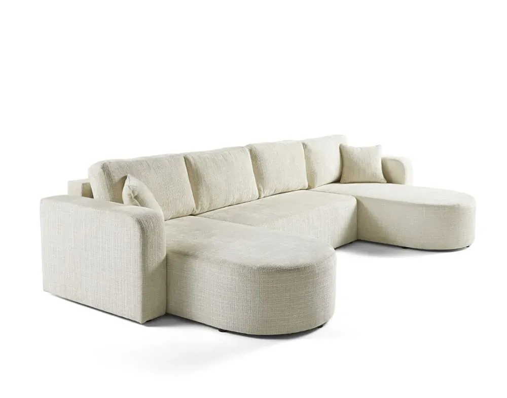 Illustration numéro 3 du produit Canapé panoramique 7 places En U en Velours texturé Beige