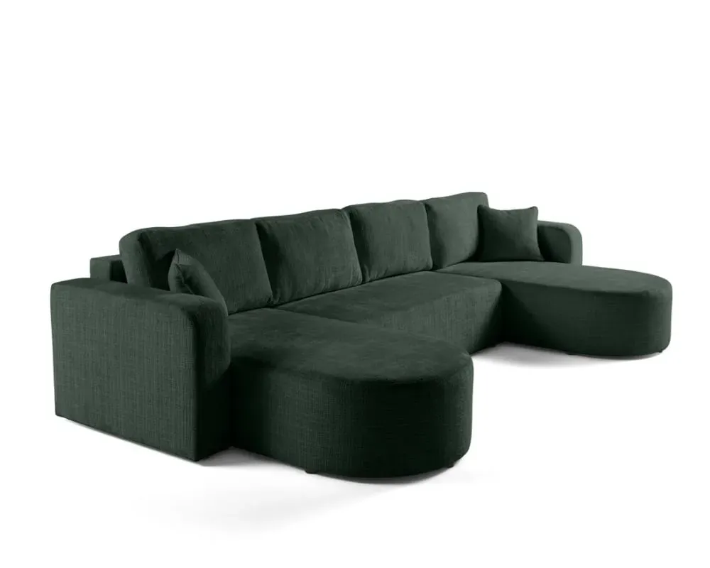 Illustration numéro 3 du produit Canapé panoramique 7 places En U en Velours texturé Vert