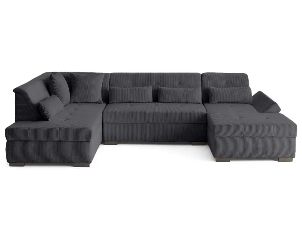 Illustration numéro 3 du produit Canapé panoramique 7 places Angle gauche en Velours côtelé Gris foncé