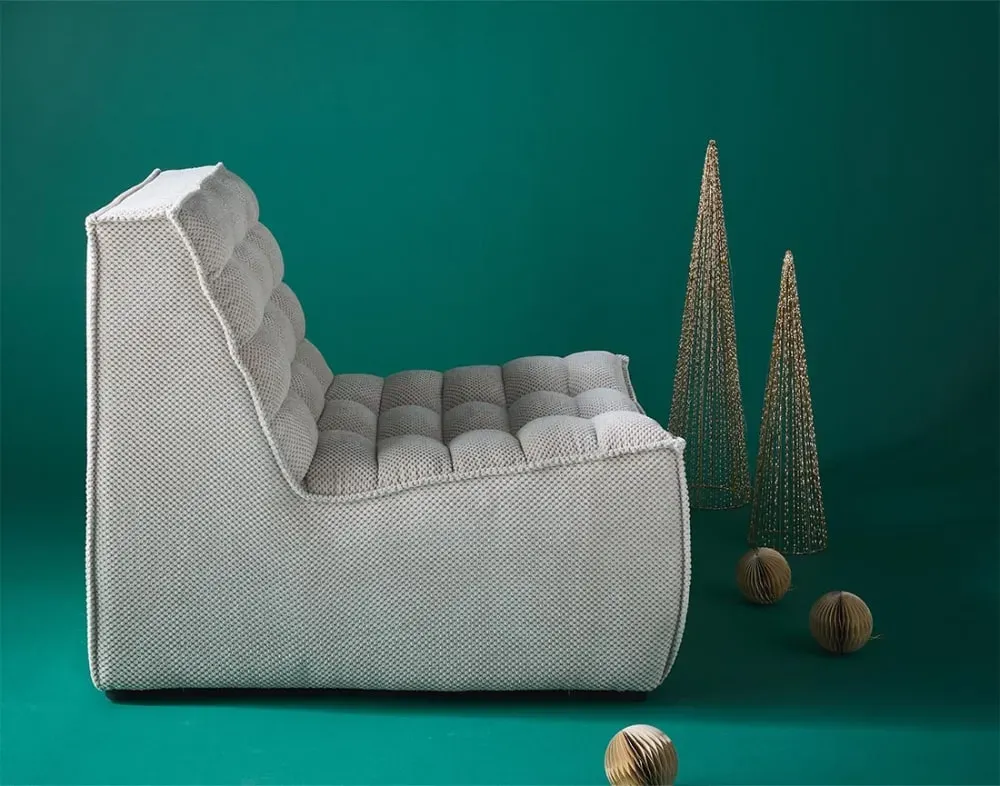 Illustration numéro 3 du produit Canapé modulable 1 places  en velours texturé beige