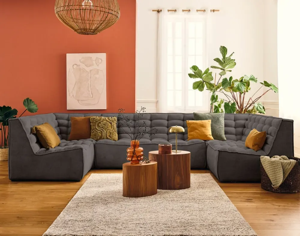 Illustration numéro 3 du produit Canapé modulable 1 places  en velours texturé gris