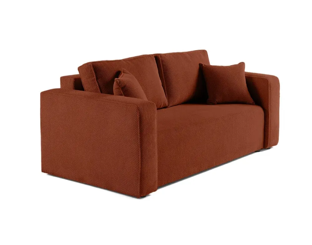 Illustration numéro 3 du produit Canapé droit 2 places en velours texturé terracotta