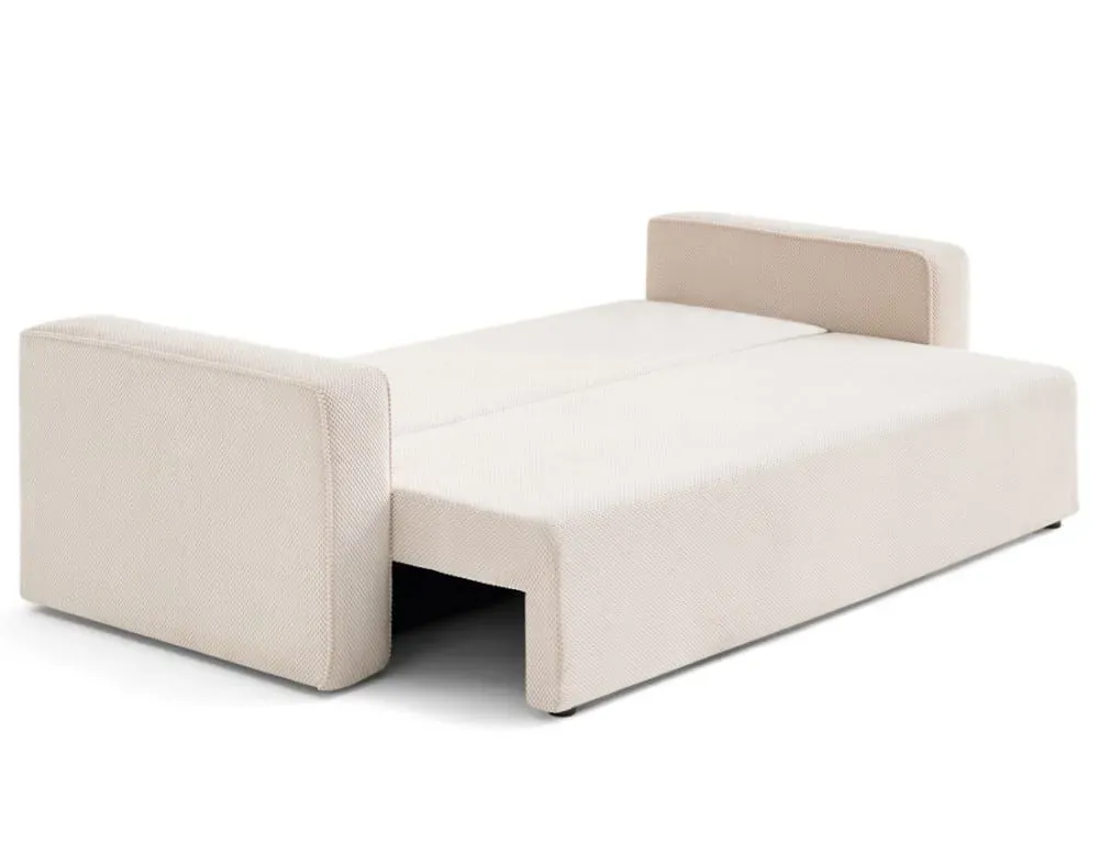 Illustration numéro 3 du produit Canapé droit convertible 3 places en velours texturé beige