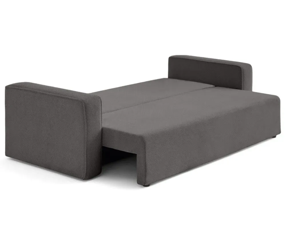 Illustration numéro 3 du produit Canapé droit convertible 3 places en velours texturé gris foncé