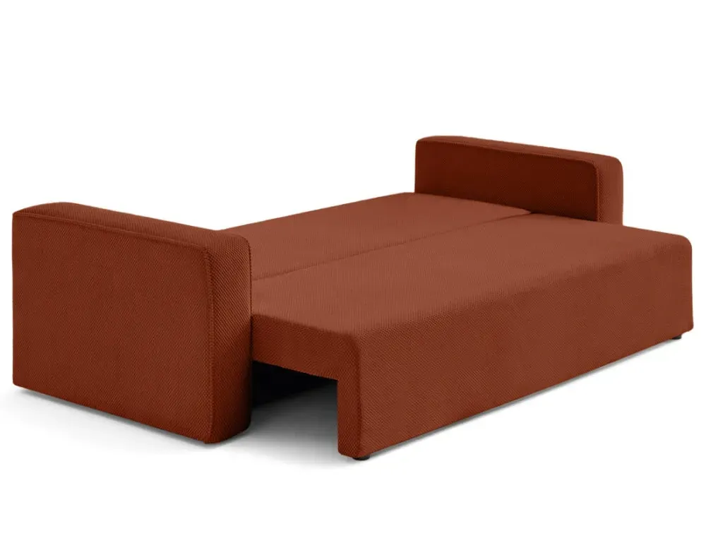 Illustration numéro 3 du produit Canapé droit convertible 3 places en velours texturé terracotta