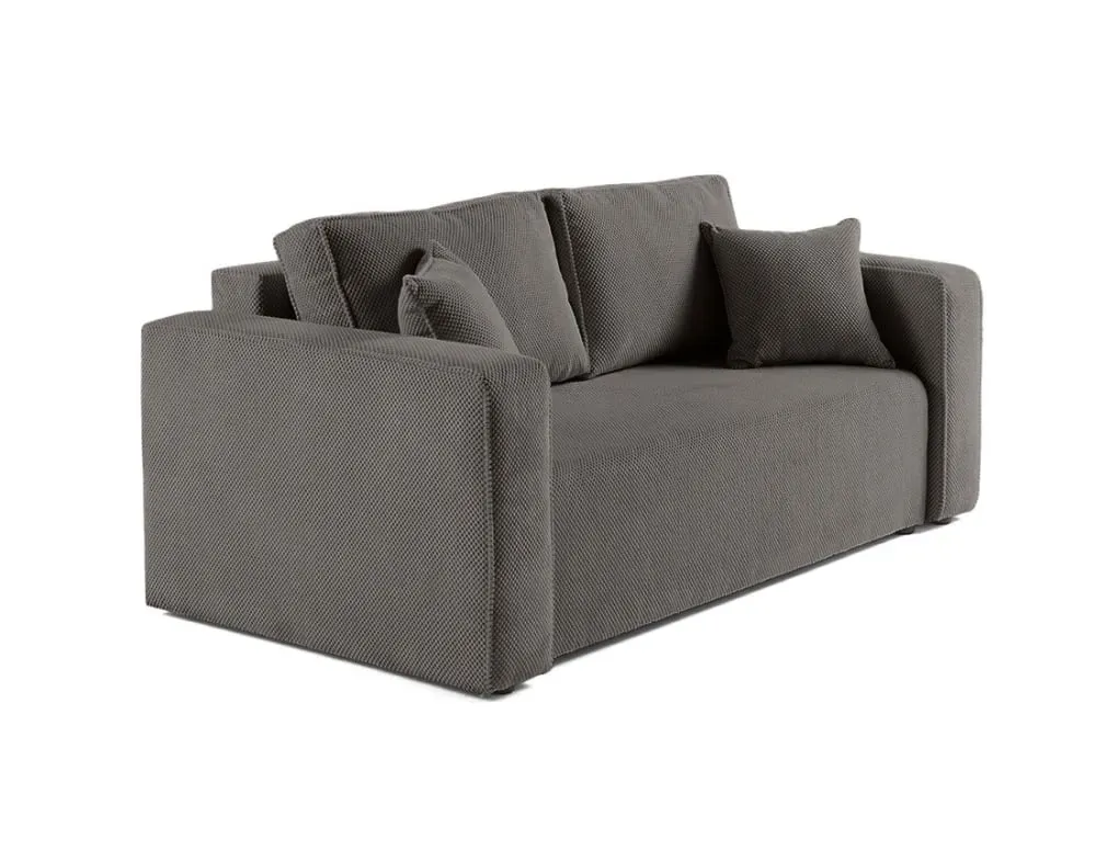 Illustration numéro 3 du produit Canapé droit 2 places en velours texturé gris foncé