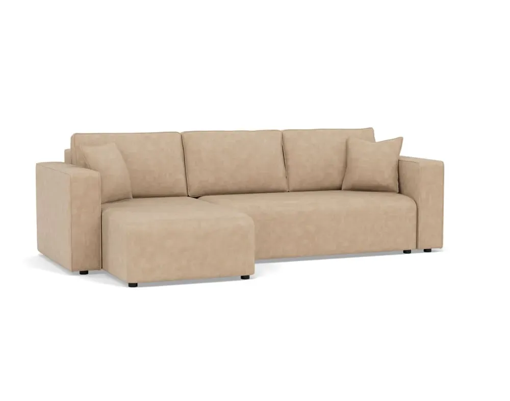 Illustration numéro 3 du produit Canapé d'angle réversible convertible 4 places en simili beige