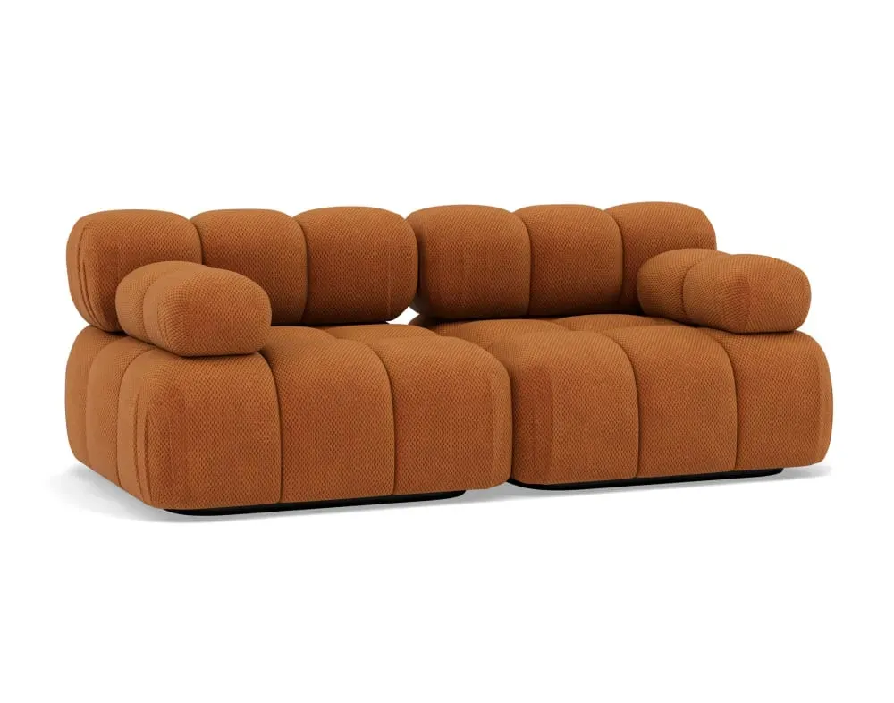 Illustration numéro 3 du produit Canapé modulable 2 places  en velours texturé terracotta