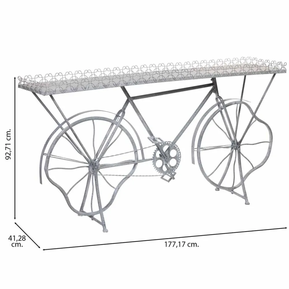 Illustration numéro 3 du produit Range-vélos en métal vieilli gris 177,17x41,28x92,71h cm