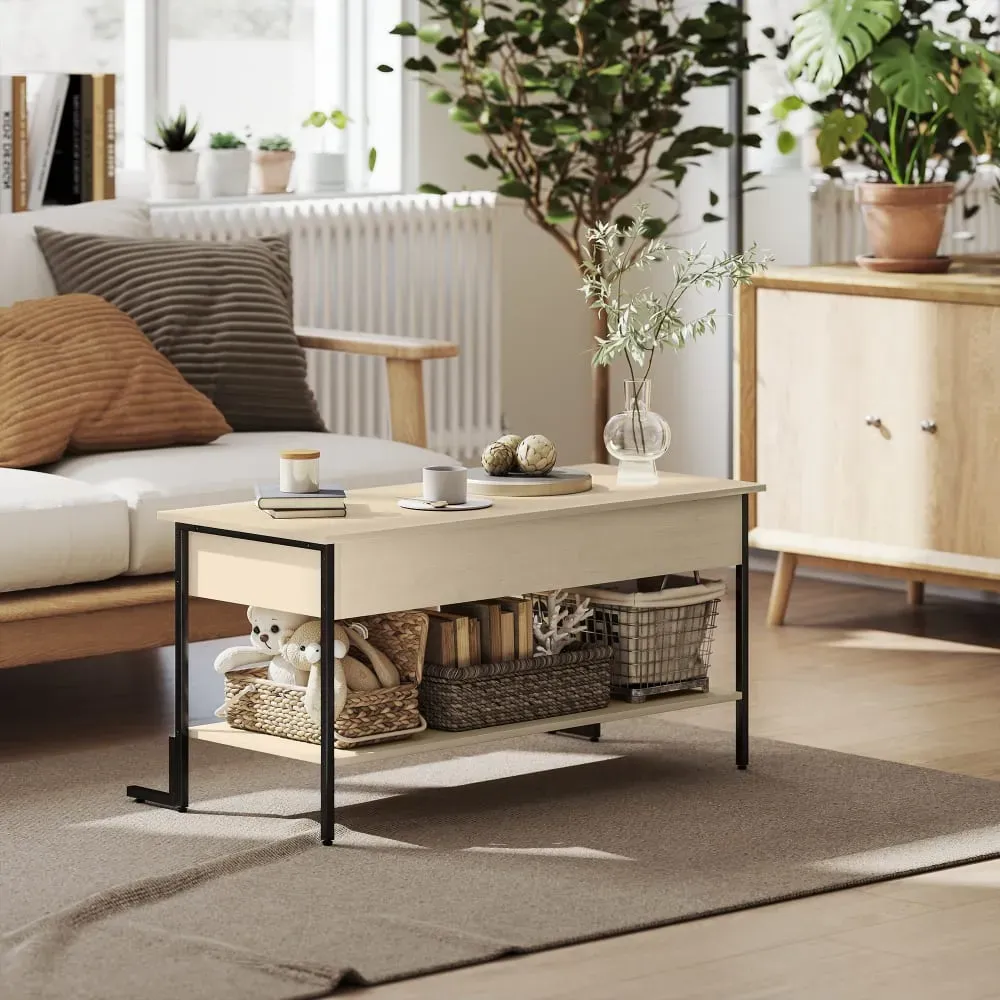 Illustration numéro 3 du produit Table basse avec plateau relevable panneau de particules bois naturel