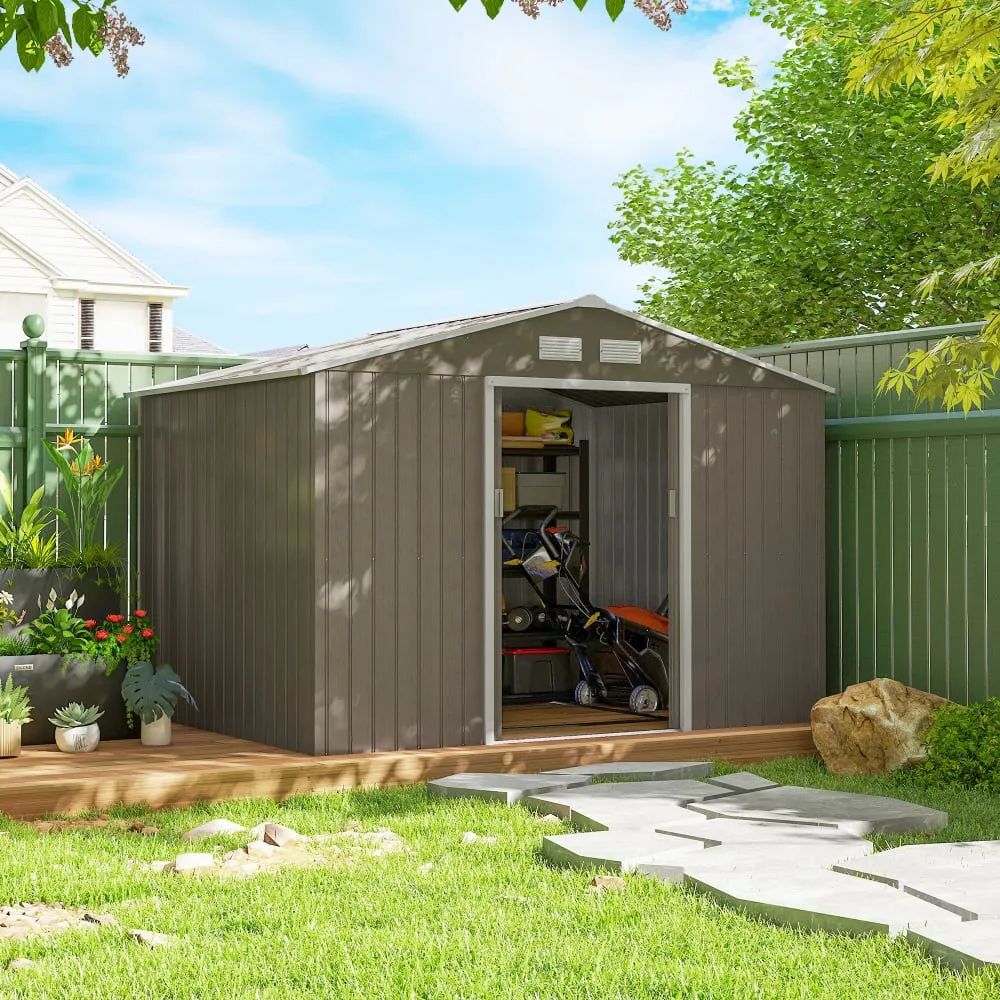 Illustration numéro 3 du produit Abri de jardin 5,4 m² avec fondation porte métal marron clair