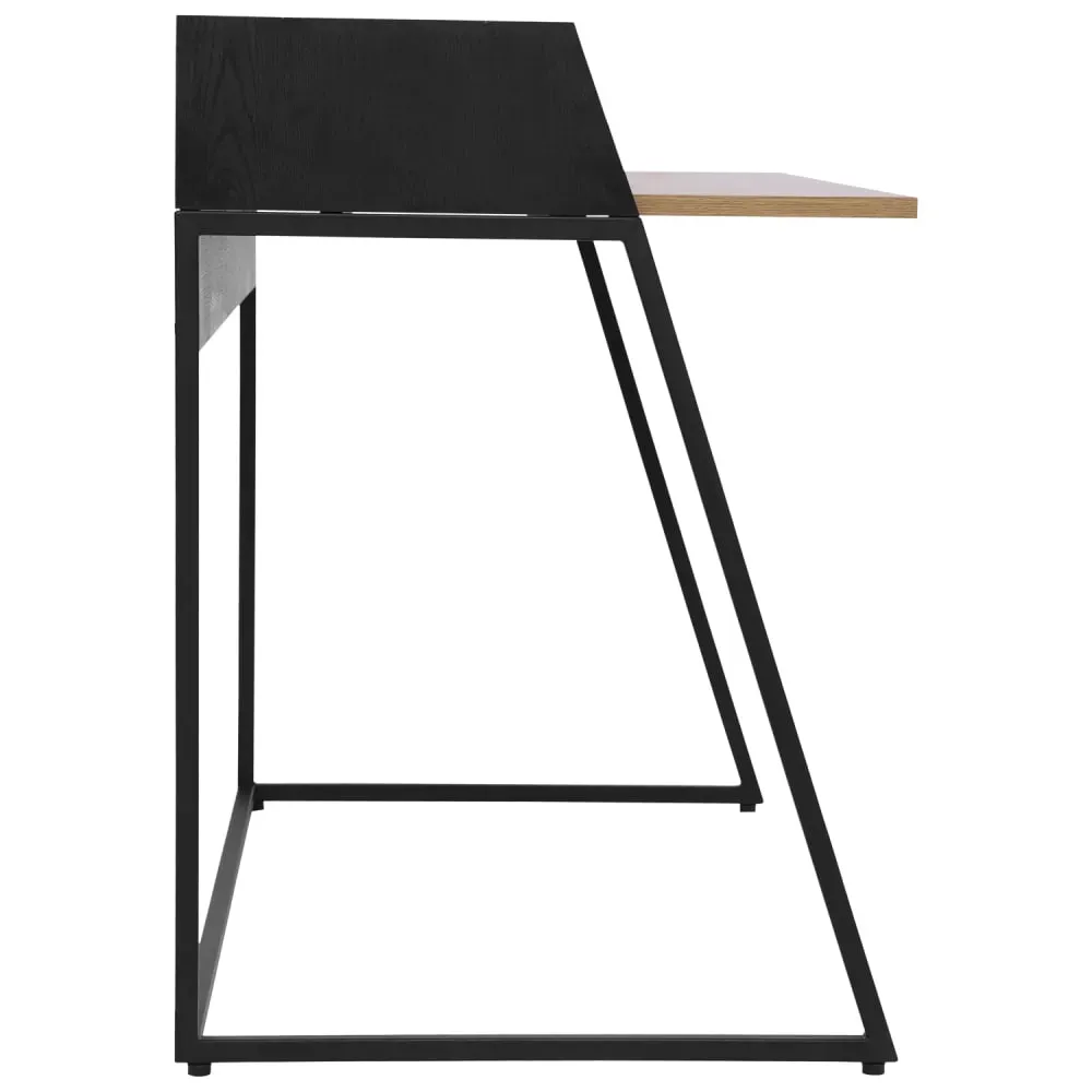 Illustration numéro 3 du produit Bureau en bois et métal noir avec crédence