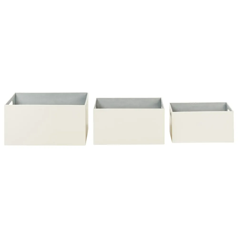 Illustration numéro 3 du produit Lot de 3 boîtes cuir pu beige