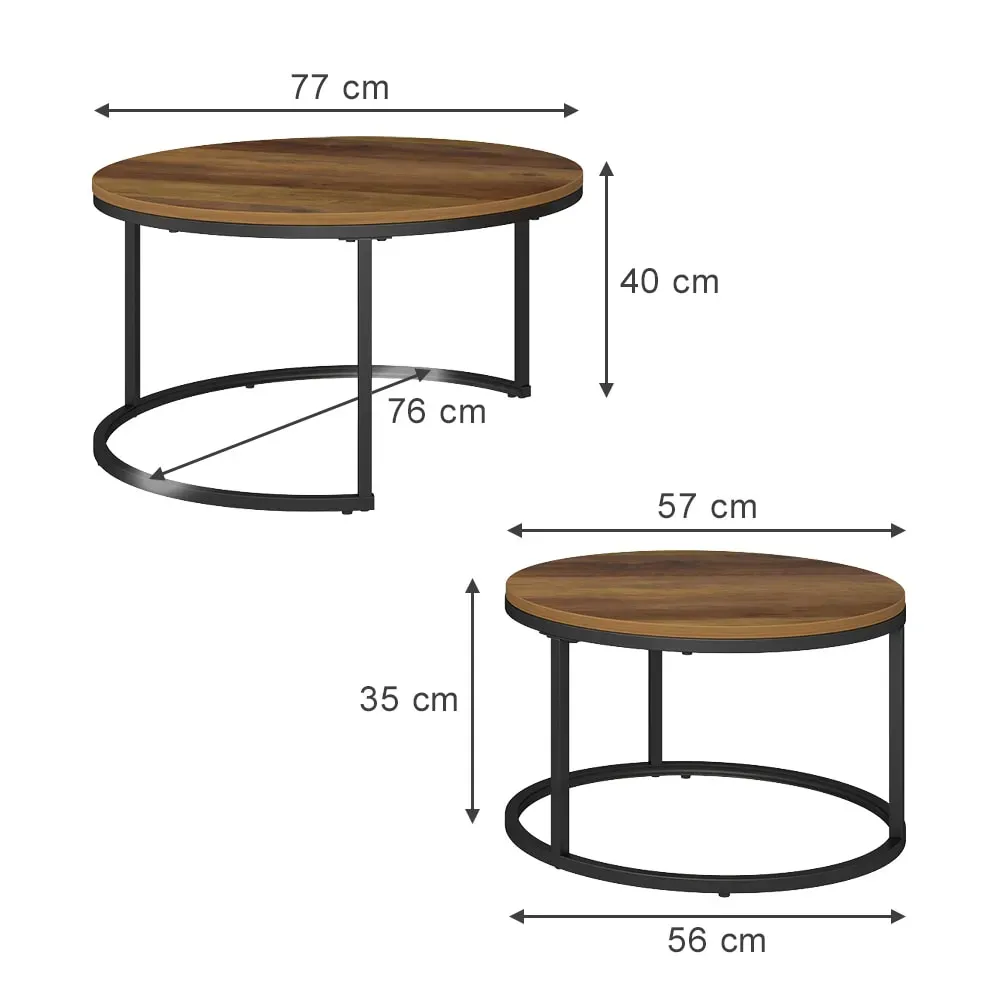 Illustration numéro 3 du produit Set de tables basses 2 pièces, Bois 77 x 40cm