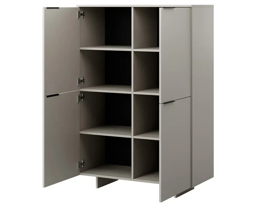 Illustration numéro 3 du produit Buffet haut 4 portes 6 étagères L100cm beige