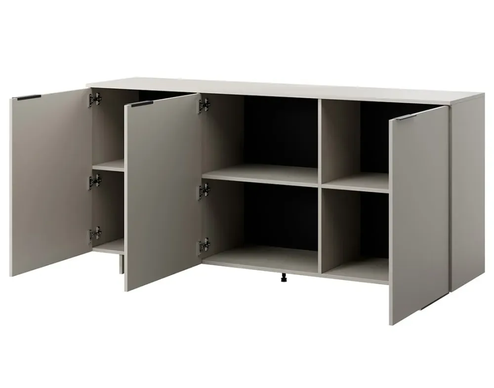 Illustration numéro 3 du produit Buffet bas 3 portes 3 étagères L180cm beige