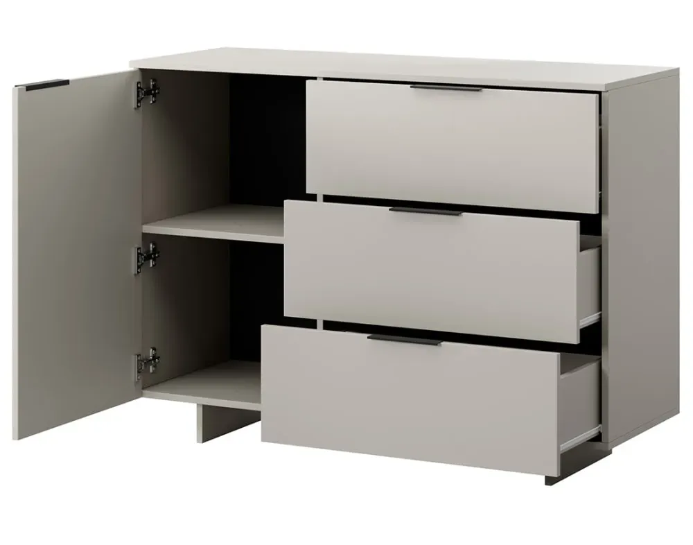 Illustration numéro 3 du produit Buffet bas 1 porte 3 tiroirs L120cm beige