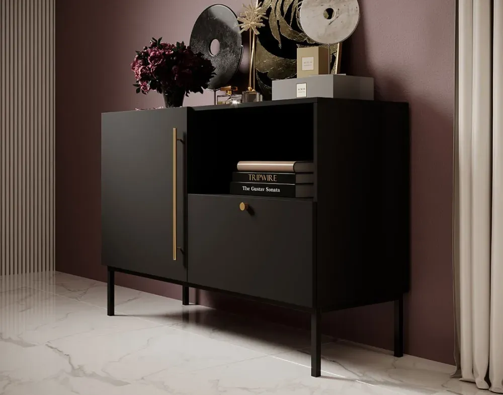 Illustration numéro 3 du produit Buffet bas style contemporain L120cm noir