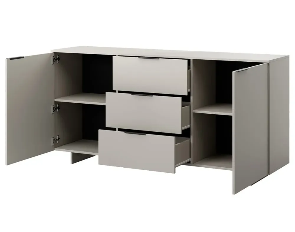 Illustration numéro 3 du produit Buffet bas 2 portes 3 tiroirs 2 étagères L180cm beige