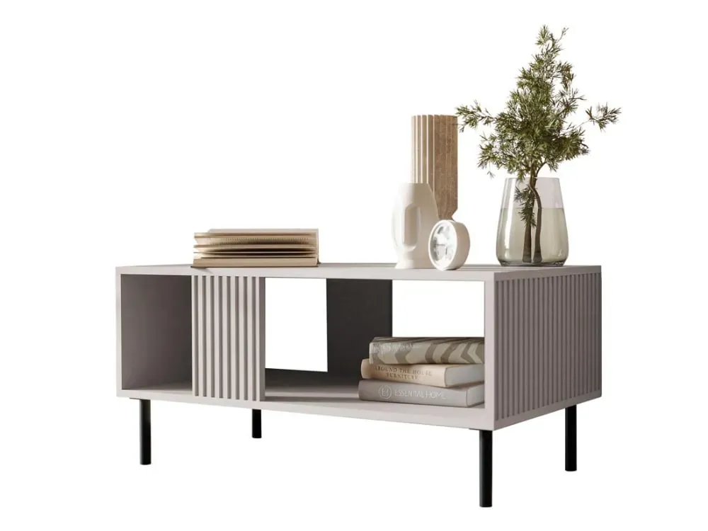 Illustration numéro 3 du produit Table basse contemporaine 1 niche L92cm écru