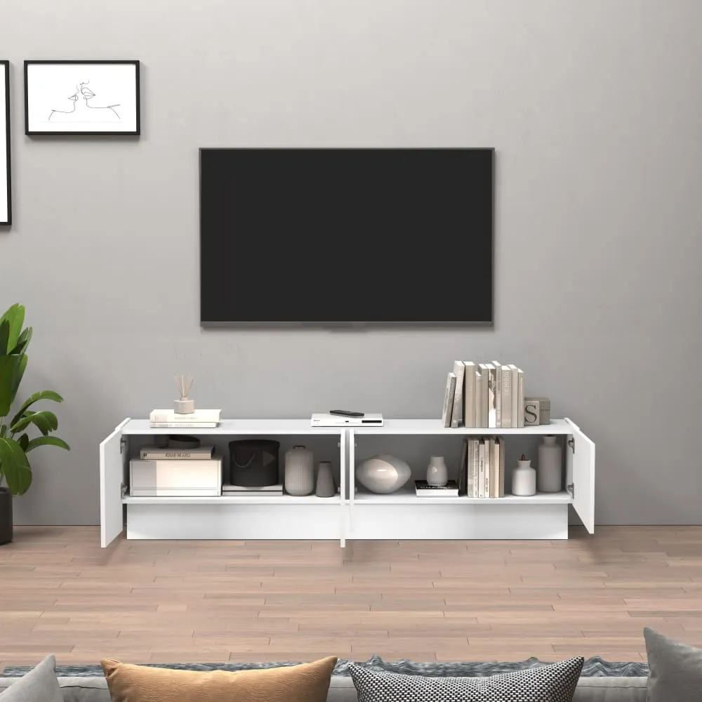 Illustration numéro 3 du produit Meuble tv 4 portes 180 cm effet bois blanc brillant