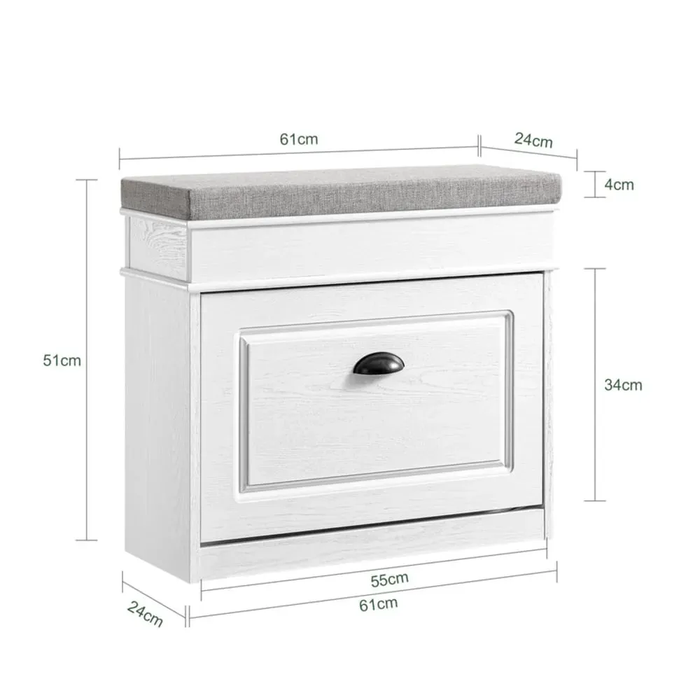 Illustration numéro 3 du produit Meuble chaussure banc d'entrée salon 61x24x51cm effet bois