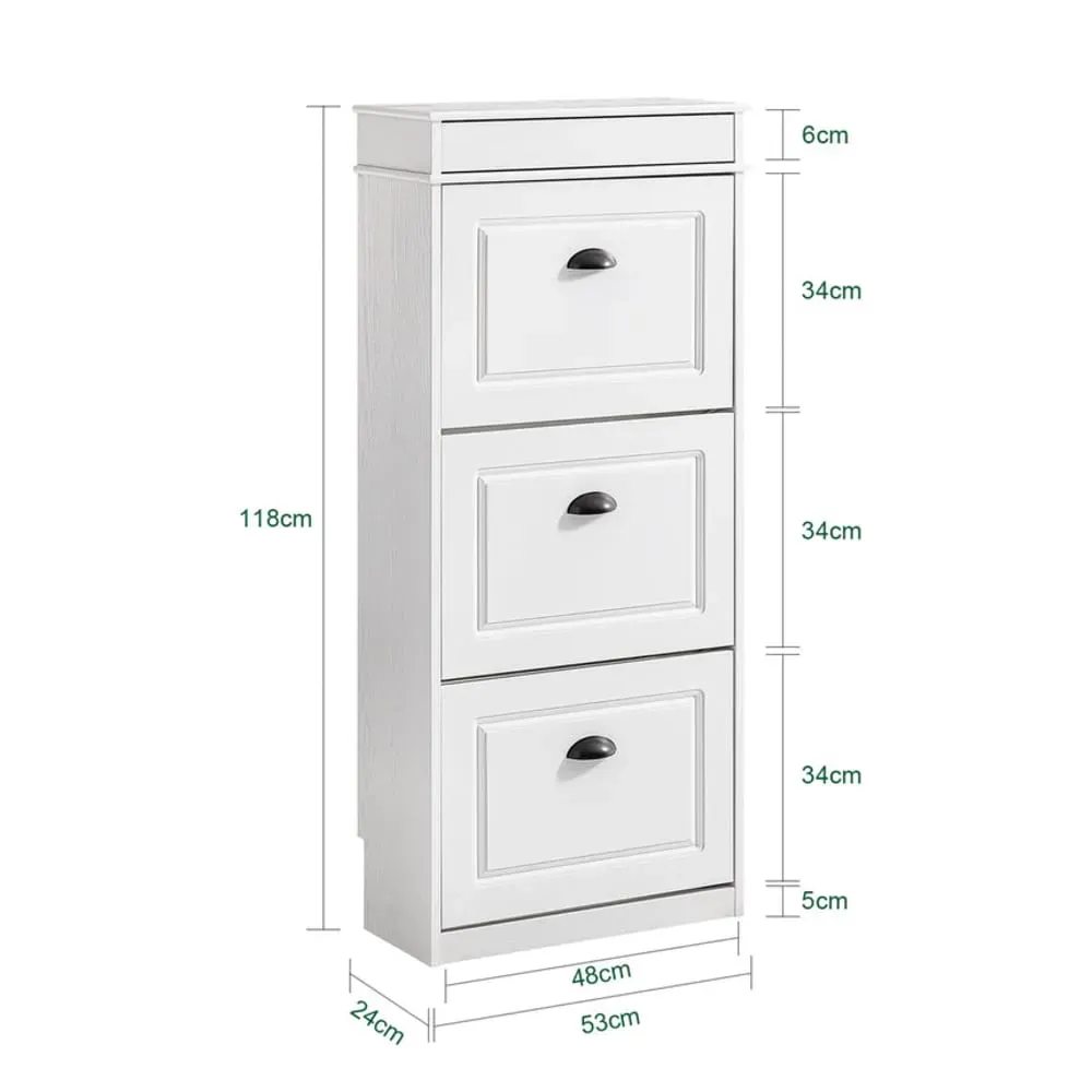 Illustration numéro 3 du produit Meuble chaussure rangement 3 abattants 53x24x118cm effet bois