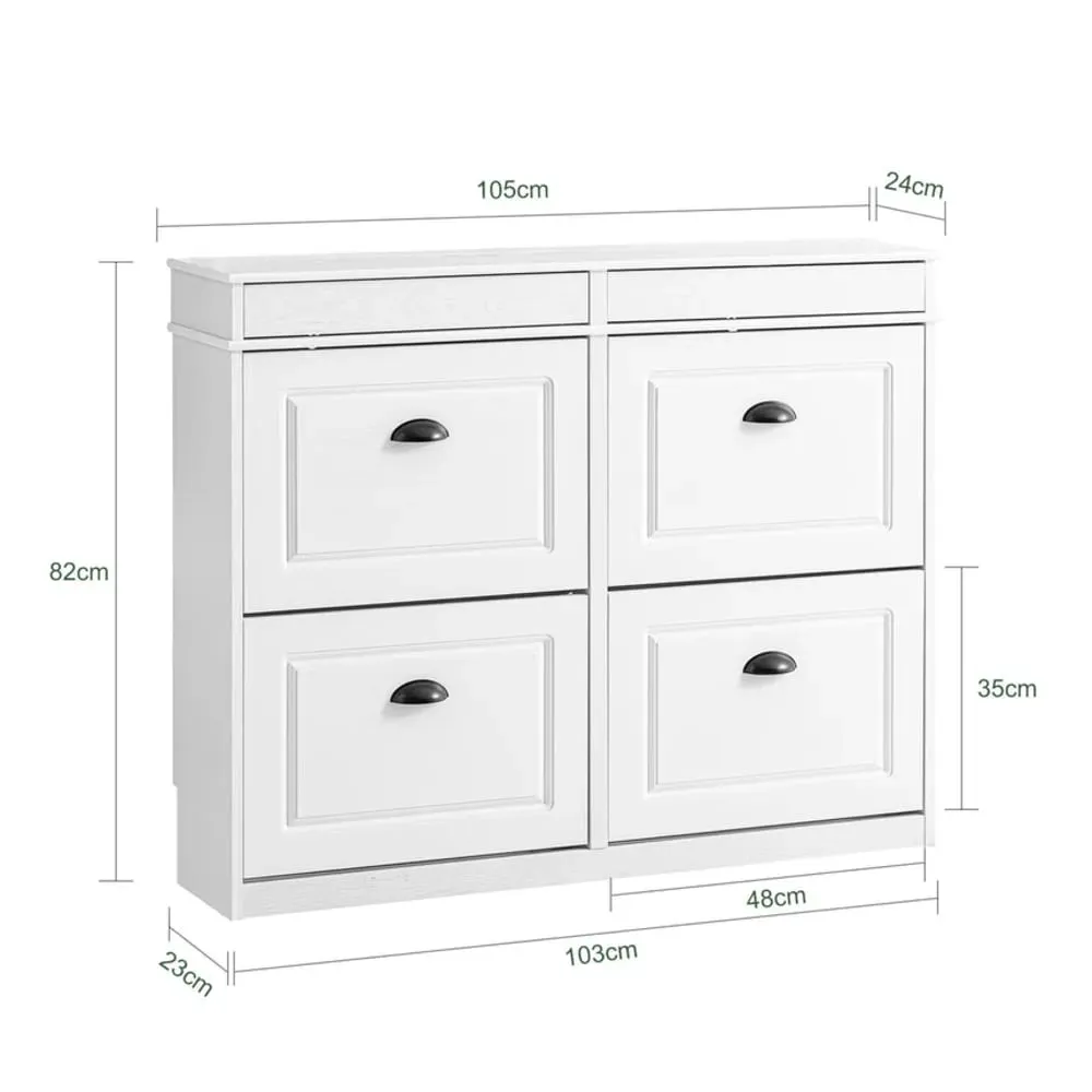 Illustration numéro 3 du produit Meuble chaussure rangement 4 abattants 105x24x82cm effet bois