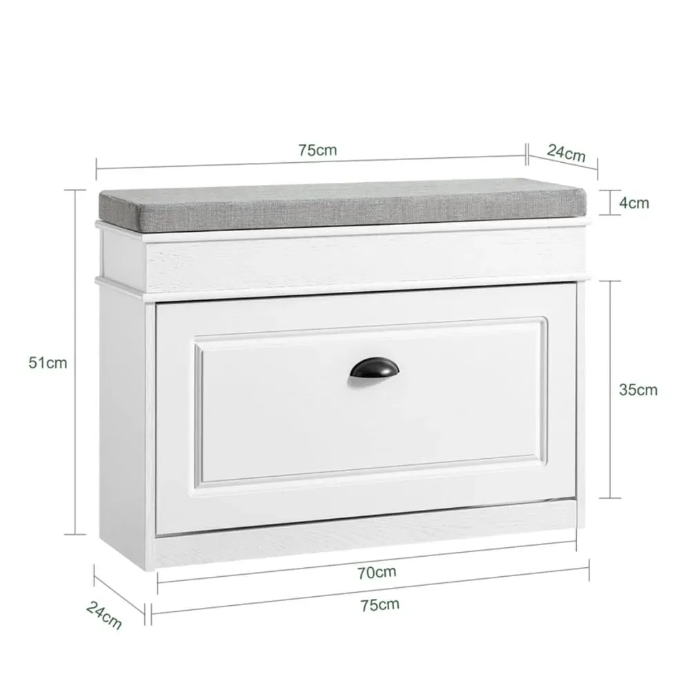 Illustration numéro 3 du produit Meuble chaussure banc d'entrée salon 75x24x51cm effet bois