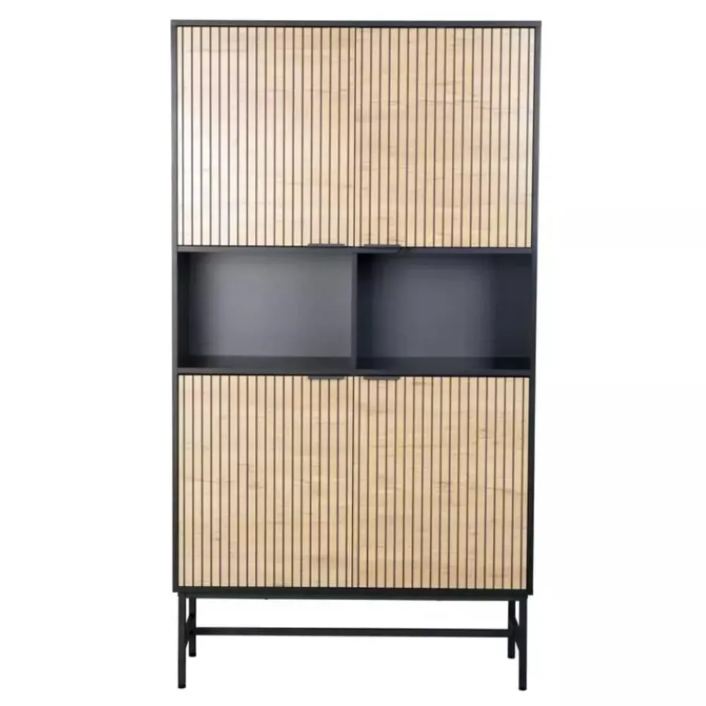 Illustration numéro 3 du produit Étagère industrielle métal noir chêne 100x40x184cm