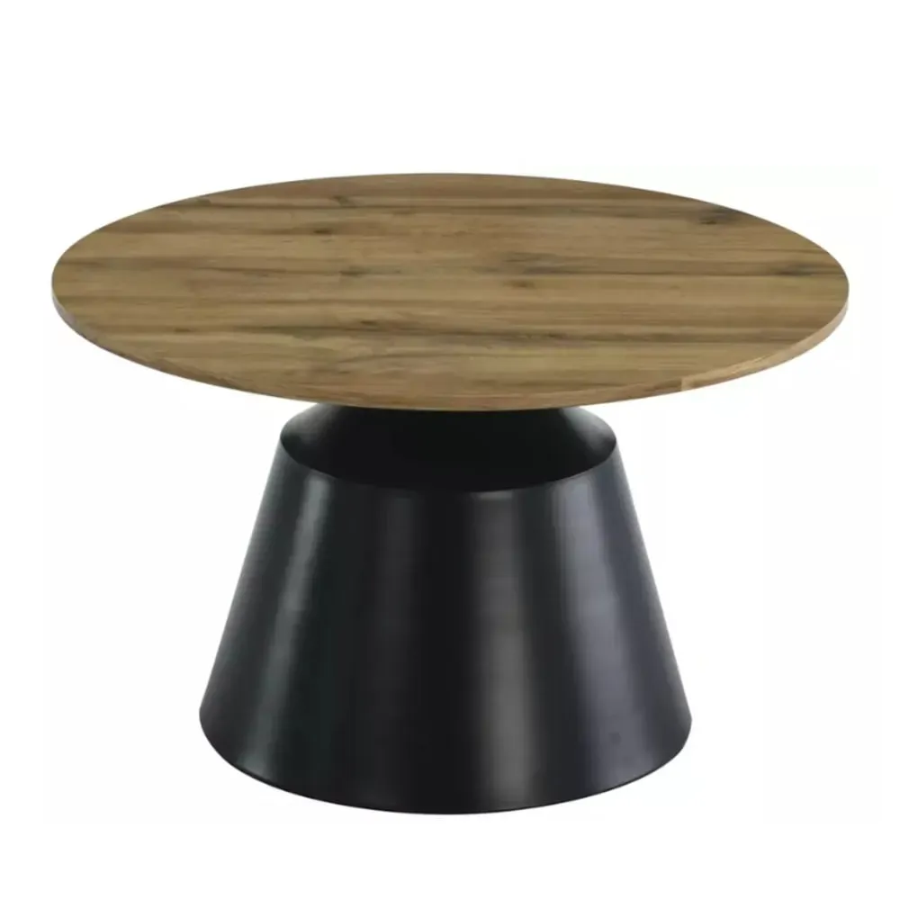 Illustration numéro 3 du produit Deux tables basses rondes avec plateau chêne 70x70x40cm