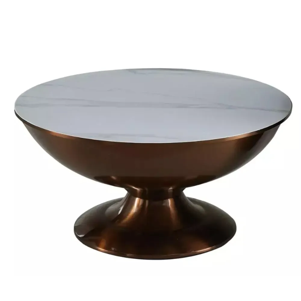 Illustration numéro 3 du produit Ensemble 2 tables d'appoint métal marbre blanc 75x75x38cm