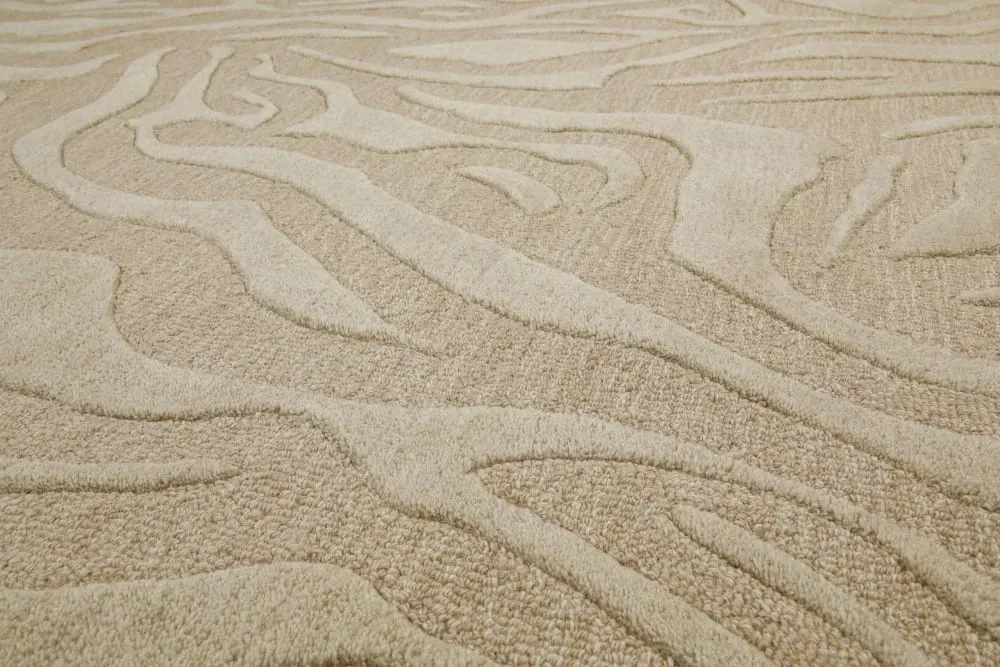 Illustration numéro 3 du produit Tapis pure laine vierge fait main inspiration nature beige 70x140 cm